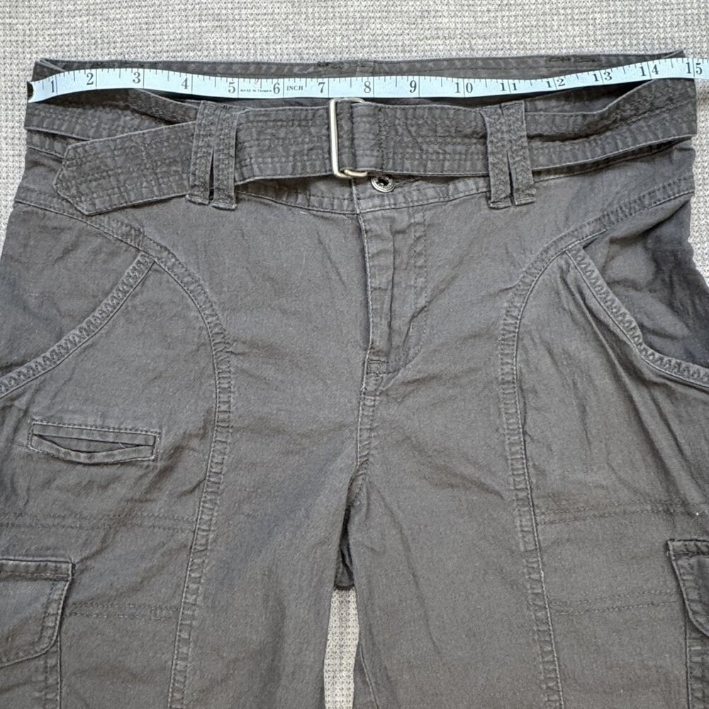 Columbia Womens Gray Cargo Capri Pants Size 4 Pockets Belted Double Button Waist - Picture 10 of 15